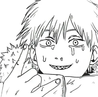 🥲 Denji Chainsaw Man อนิเมะ, เชนซอว์แมน, เด็นจิ, ตัวละคร, มังงะ, ภาพวาด whatsapp sticker