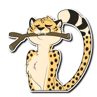🐶 치타, 고양이, 막대기, 동물, 포유류, 만화 telegram sticker