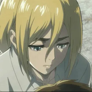 🤫 Krista Lenz Attack on Titan anime, crying, sad, blonde, girl, anime girl telegram sticker