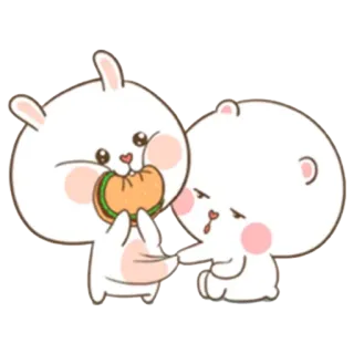 😐 fofo, coelho, urso, sanduíche, adorável, kawaii whatsapp sticker