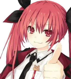 👍 anime, personaggio, capelli rossi, ragazza, sorriso, pollice in su telegram sticker