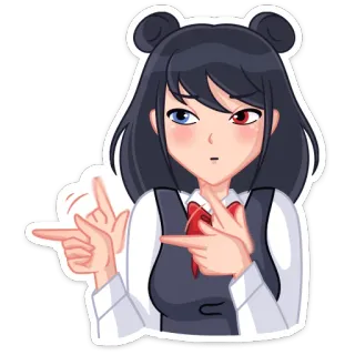 👈 Fille anime, Pointant du doigt, Geste, Kawaii, Manga, Illustration telegram sticker