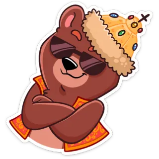 😎 beruang, kacamata hitam, mahkota, kartun, hewan whatsapp sticker