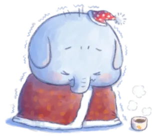 🍯 Elefant, schläfrig, Cartoon, Tier, Schlafmütze, Tee telegram sticker