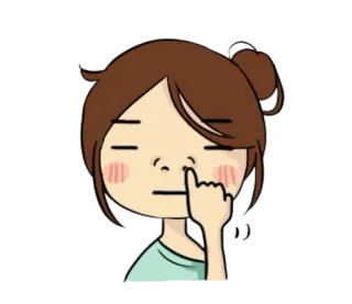 🐽 cartone animato, ragazza, mettere le dita nel naso, divertente, illustrazione, carino whatsapp sticker