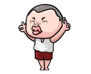 👌 Dibujo animado, Personaje, Divertido, Gesto, Retrato whatsapp sticker
