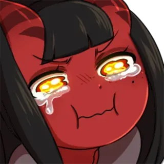 🥺 weinen, teufel, anime, cartoon, rot, traurig telegram sticker