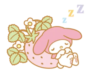 😴 My Melody kawaii, Sanrio, imut, tidur, stroberi telegram sticker