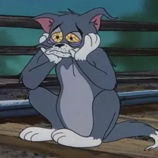 😥 Tom Cat Tom and Jerry Desenho animado, Gato, Triste, Cansado, Tom e Jerry, Exausto telegram sticker