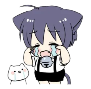 🫐 Anime, Gatto, Pianto, Kawaii, Triste, Lacrime telegram sticker