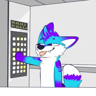 😏 19, 22, 11, 2,
27, 14, 6, 3, Furry, Ascensor, Dibujos animados, Animal, Antro telegram sticker