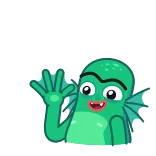 👋 monstruo, dibujo animado, criatura, ilustración, amigable, saludando whatsapp sticker