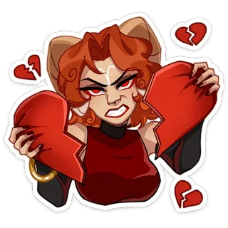 ⭐ naklejka, złamane serce, zły/zła, kobieta, ból serca telegram sticker