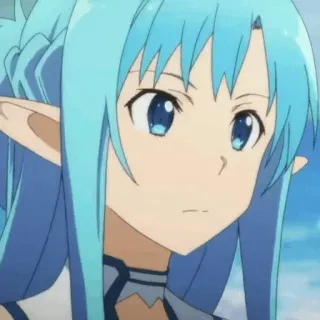 💞 Asuna Yuuki Sword Art Online anime, sword art online, asuna, female, character, elf, blue hair whatsapp sticker