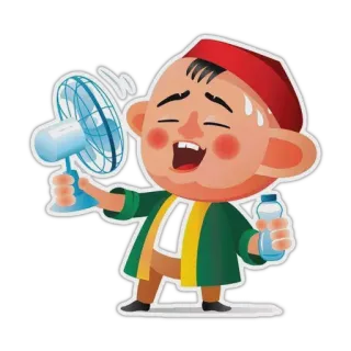 😓 더운, 땀, 선풍기, 만화, 열기, 여름 whatsapp sticker