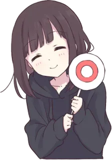 😌 anime, girl, circle, cute, smiling telegram sticker