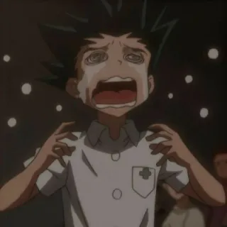 🍺 anime, llorando, triste, emocional, Gon telegram sticker