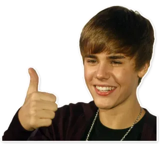 👍 Justin Bieber 가수, 엄지 척, 틴 아이돌, 팝스타, 미소 telegram sticker