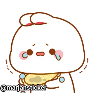 ❤️ @marjansticker Мультфильм, Персонаж, Милый, Наклейка, Заяц, Плачущий, Грустный telegram sticker