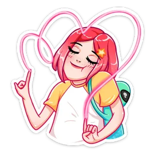 ❤️ girl, cartoon, heart, love, pink hair, anime whatsapp sticker