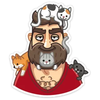🐱 hombre, gatos, barba, sticker, animales, mascotas whatsapp sticker
