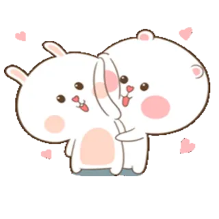 ❤ Hase, Bär, süß, Tier, kawaii, Cartoon telegram sticker