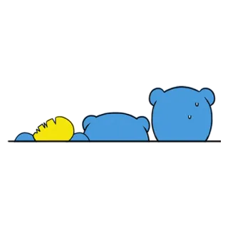 👨‍👨‍👦 blue, character, cartoon, sleepy, lying down, relaxed, peaceful telegram sticker