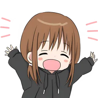 🥳 Anime, Fofo, Menina, Feliz, Desenho animado, Chibi telegram sticker