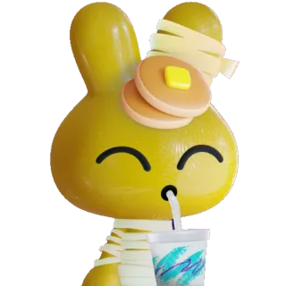 🟡 bunny, pancakes, cute, character, funny, yellow, whimsical whatsapp sticker