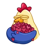 ❤️ ayam, hati, cinta, kartun, hewan, unggas telegram sticker