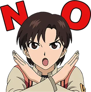 👎 NO Anime, Garçon, Croix, Mains, Rejet telegram sticker