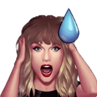 😰 Taylor Swift chanteur pop, choqué, panique, célébrité, peur, dessin animé telegram sticker
