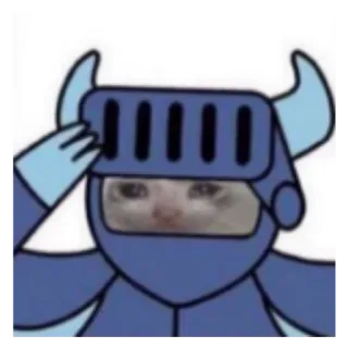😢 kucing, ksatria, helm, sedih, meme telegram sticker