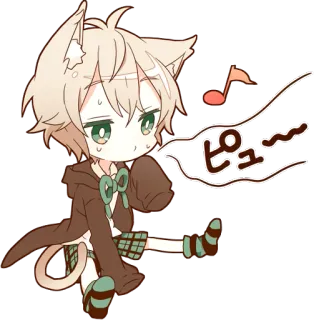 😥 ピュ～ Аниме кот, Чиби, Каваи, Кошачьи уши, Кошачий хвост, Аниме, Манга whatsapp sticker