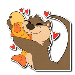 🐟 otter, fish, love, hearts, animal telegram sticker