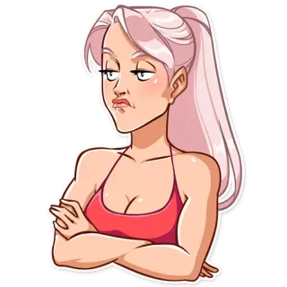 😑 женщина, мультфильм, выражение, саркастичный telegram sticker