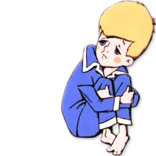 😣 Little Johnny грустный, ребенок, мультфильм, пижама, мальчик whatsapp sticker