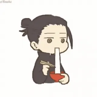 😐 @Hawks Anime, Eten, Noodle, Personage, Chibi, Kawaii, Digitale kunst telegram sticker