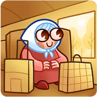 😊 nonna, viaggio, bagaglio, treno, cartone animato, donna, anziana, illustrazione whatsapp sticker