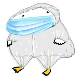 😨 duck, mask, hazmat suit, pandemic, cartoon, animal telegram sticker