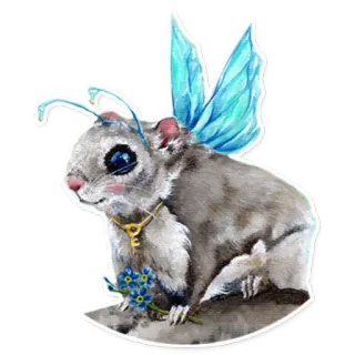 🧚‍♀️ ファンタジー, 動物, 妖精, 蝶, 漫画, ネズミ whatsapp sticker
