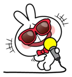 🎤 cartoon, rabbit, microphone, singing, character, red glasses, bow tie telegram sticker