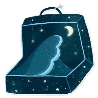 💼 Nacht, Himmel, Sterne, Mond, Traum, Box, Illustration, Himmelskörper telegram sticker