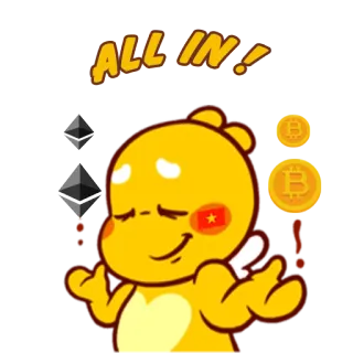 👌 ALL IN! criptomoeda, bitcoin, ethereum, finanças, investimento, meme whatsapp sticker