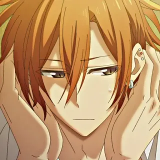 😩 Anime, Manga, Portrait, Personnage, Cheveux orange, Boucles d'oreilles telegram sticker