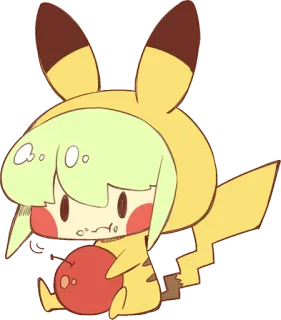 😋 pikachu, anime, kawaii, cute, apple, pokemon telegram sticker