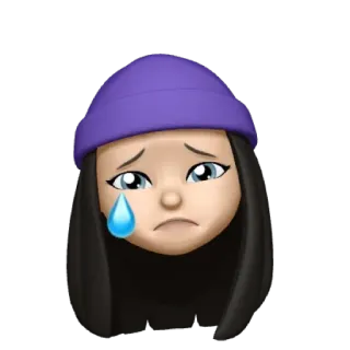 💜 emoji, triste, chorando, menina, rosto telegram sticker