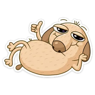 👍 cane, cartone animato, pollice in su, rilassato, felice, animale, adesivo whatsapp sticker
