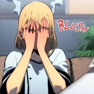 ✨ BLUSH arrossire, timida, imbarazzata, anime, manga, ragazza whatsapp sticker