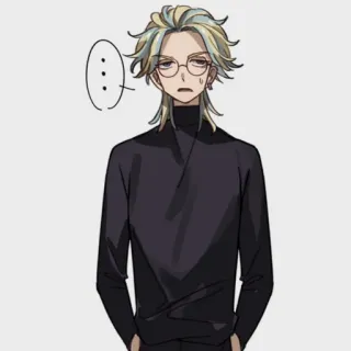 😐 ... Аниме, Персонаж, Очки, Повседневная одежда, Сонный, Уставший telegram sticker